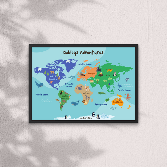 Fun Personalised Children's World Map Cork Board – Customisable & Colourful