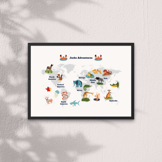 Children's Cartoon Animal Themed Map Cork Board – Fun & Customisable